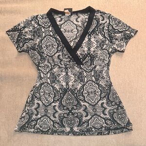 JKLA California Y2K Paisley Print V Neck Blouse